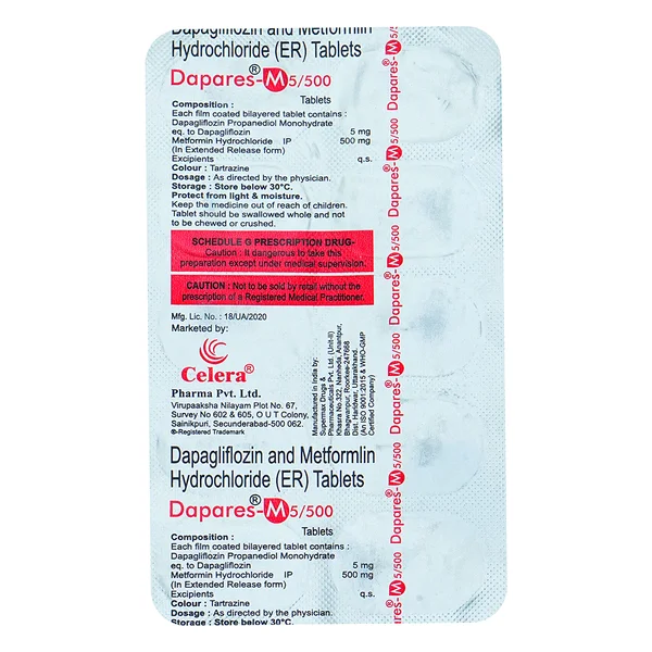 Dapares-M 5/500 Tablet 10's