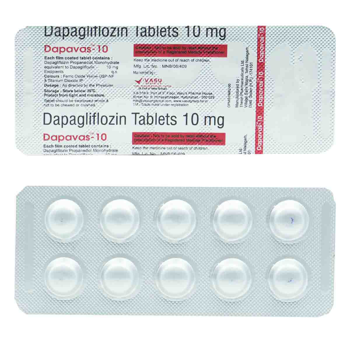 Dapavas-10 Tablet 10's, Pack of 10 TABLETS