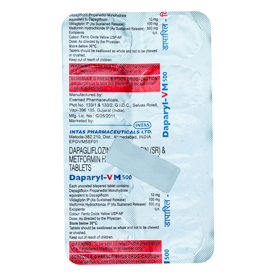 Daparyl-VM 500 Tablet 10's, Pack of 10 TabletS