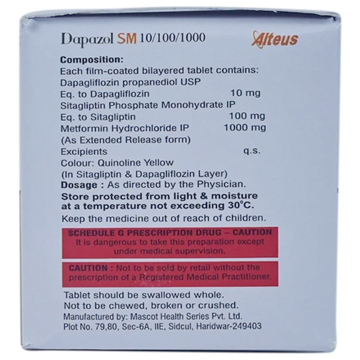 Dapazol SM 10/100/1000 Tablet 10's, Pack of 10 TABLETS Dapazol SM 10/100/1000 Tablet 10's, Pack of 10 TABLETS