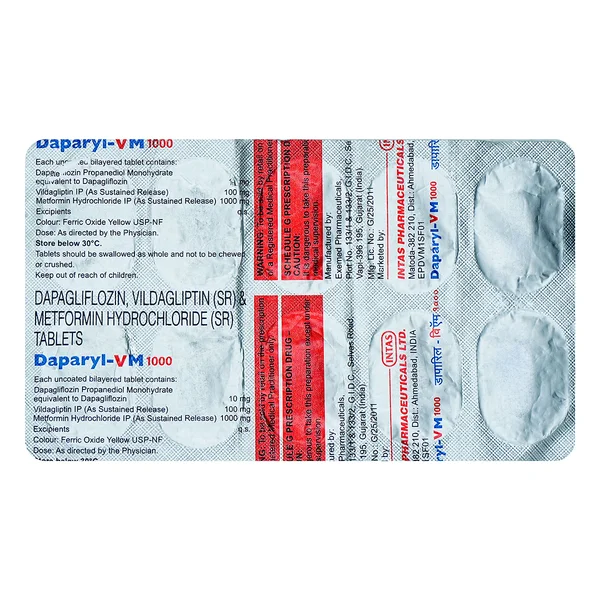 Daparyl-VM 1000 Tablet 10's, Pack of 10 TabletS