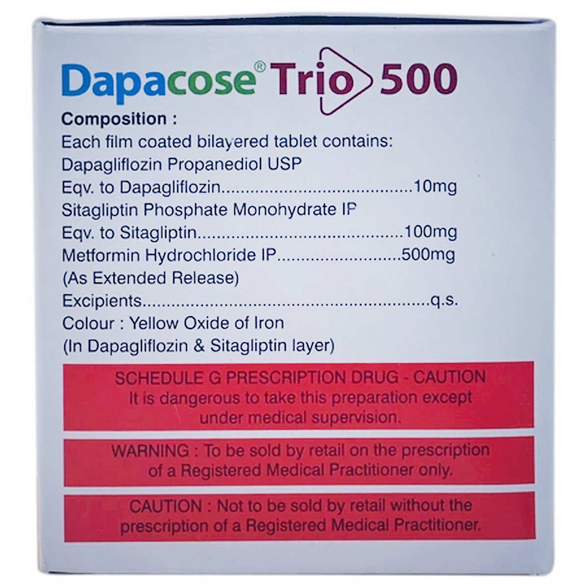 Dapacose Trio 500 Tablet 10's, Pack of 10 TabletS Dapacose Trio 500 Tablet 10's, Pack of 10 TabletS