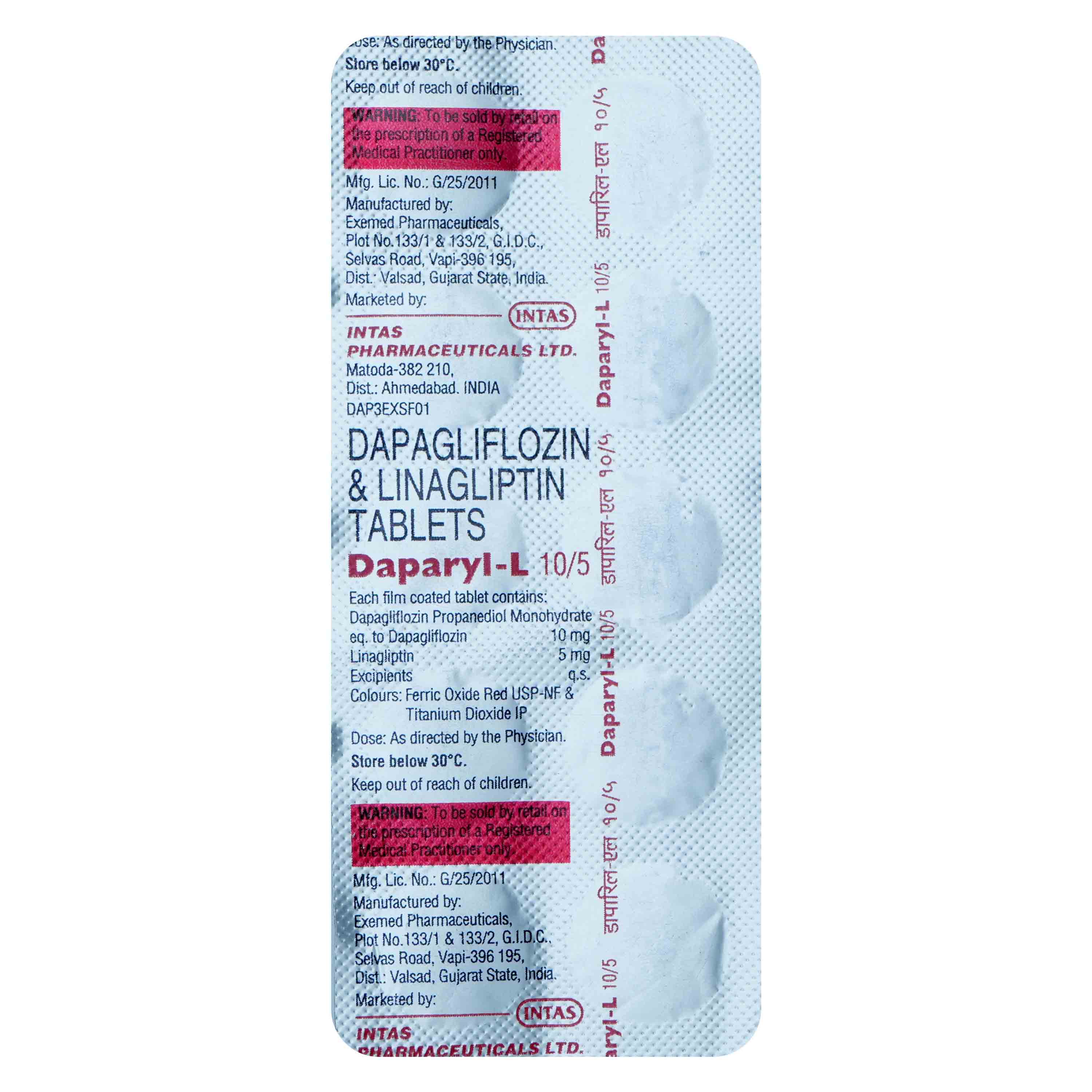 Buy Daparyl-L 10/5 Tablet 10's Online