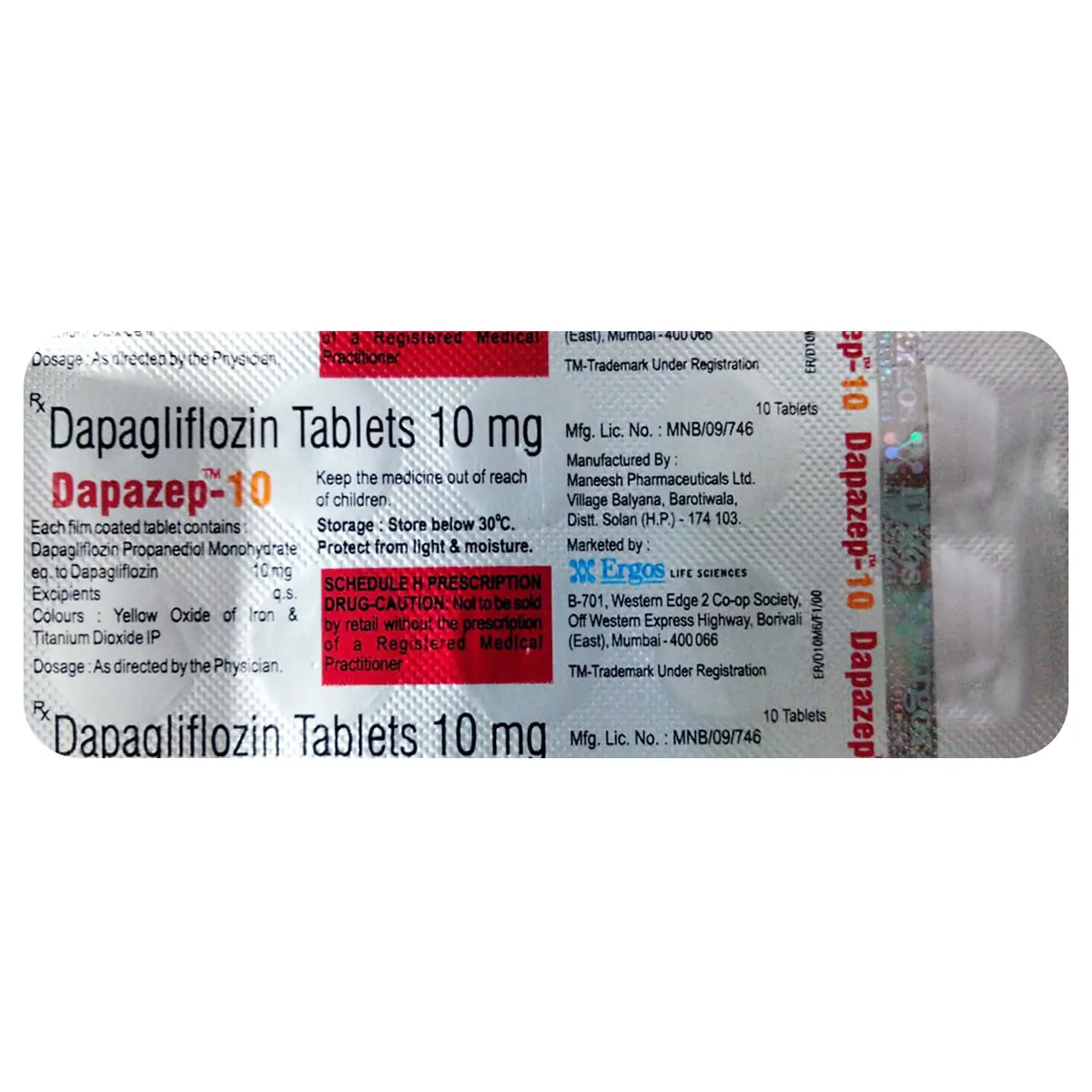 Buy Dapazep-10 Tablet online | Uses, Side Effects, Price and substitutes | Apollo Pharmacy