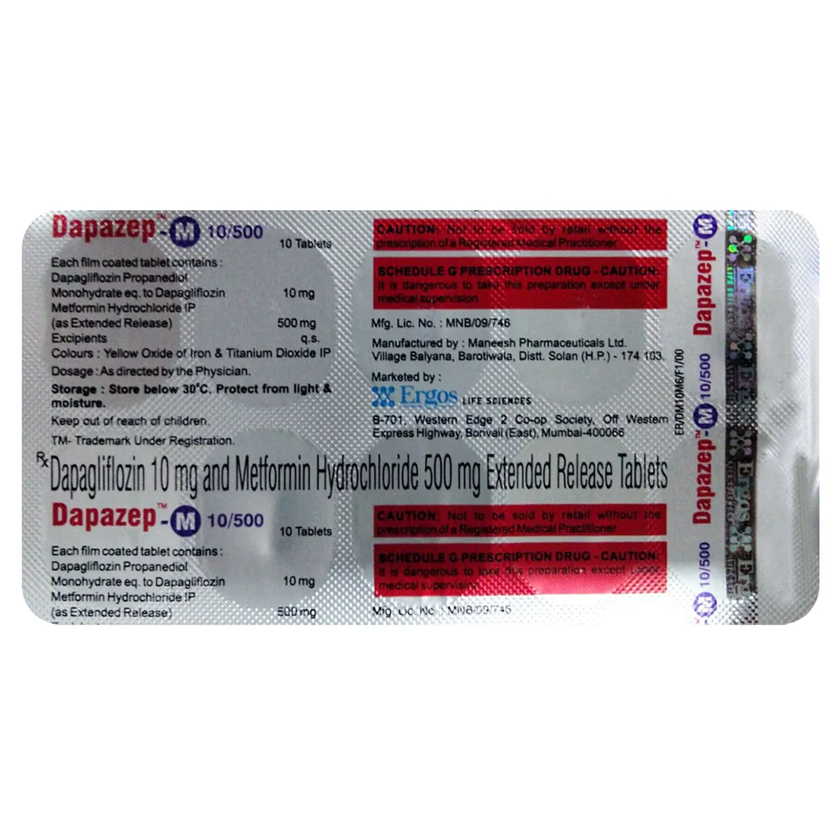 Buy Dapazep-M 10/500 Tablet online | Uses, Side Effects, Price and substitutes | Apollo Pharmacy