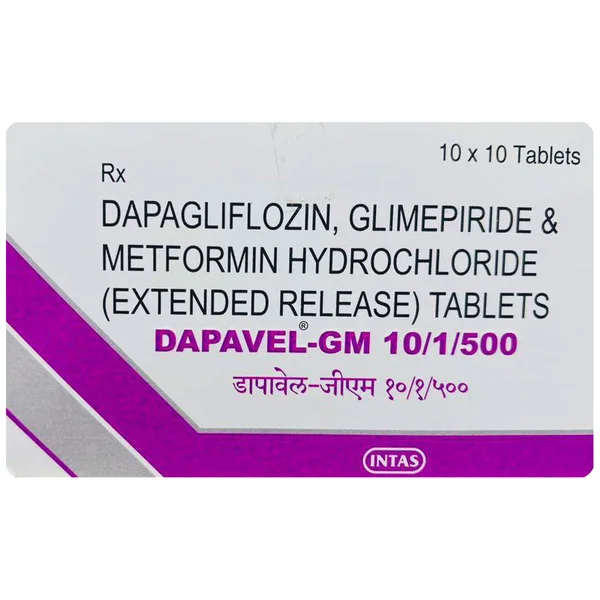 Dapavel-GM 10 mg/1 mg/500 mg Tablet 10's