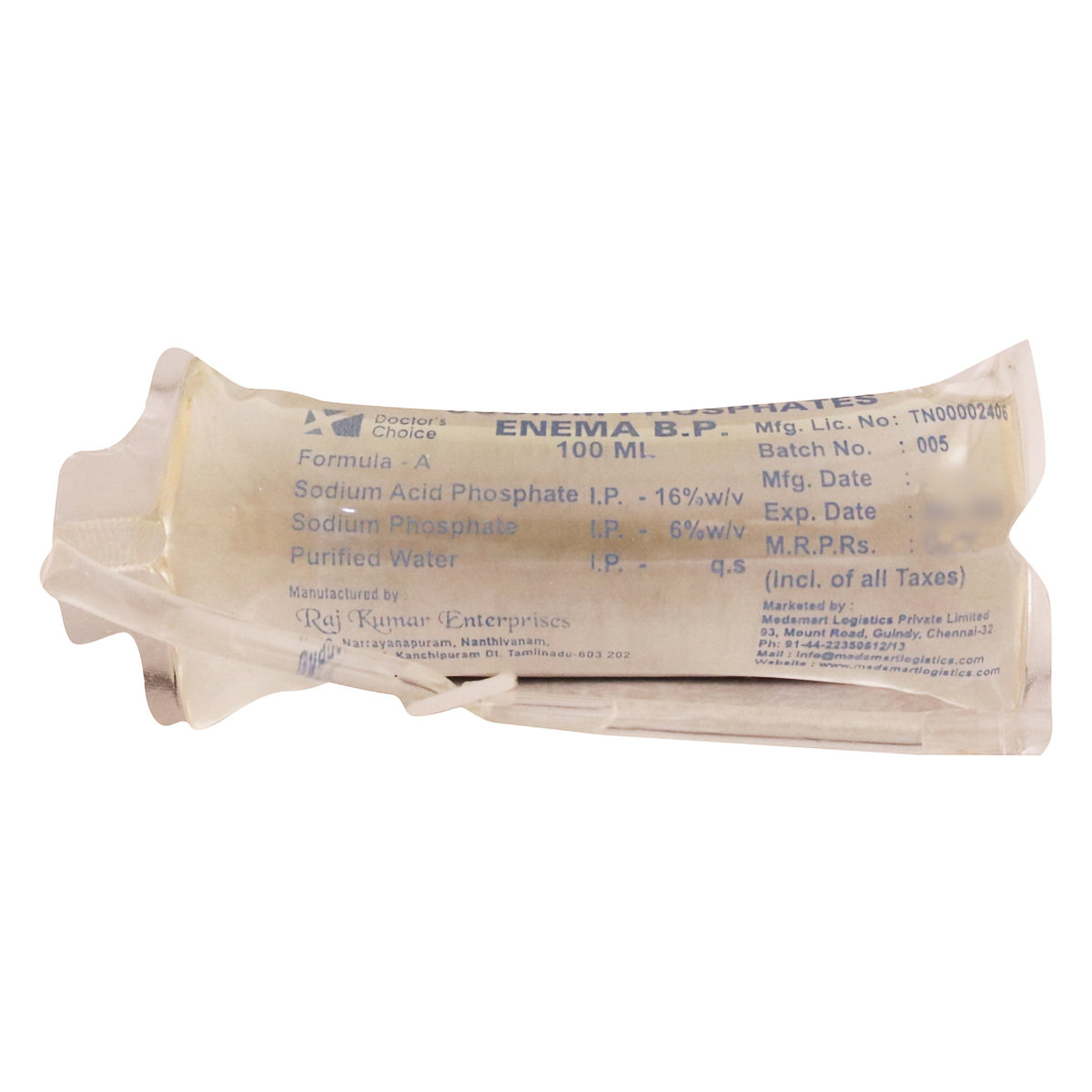 Doctor's Choice Sodium Phosphates Enema BP, 100 ml, Pack of 1 Doctor's Choice Sodium Phosphates Enema BP, 100 ml, Pack of 1