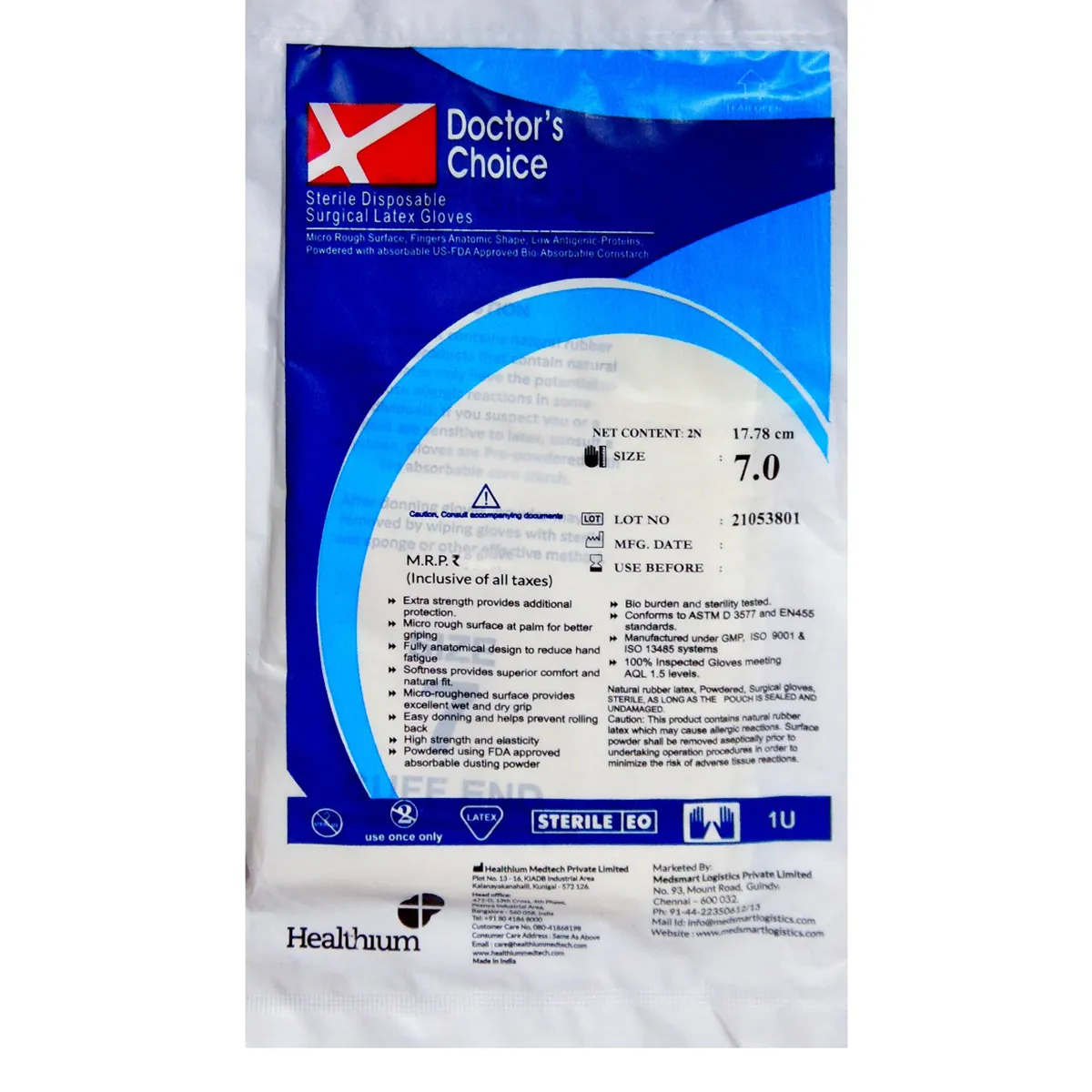 Buy Doctor's Choice Sterile Disposable Surgical Latex Gloves Size