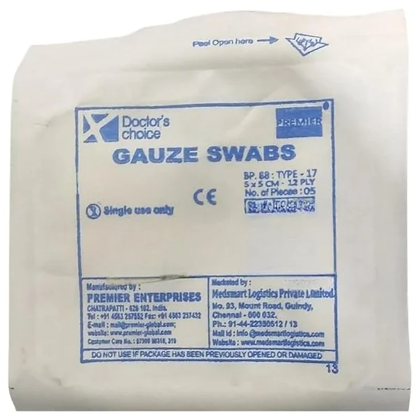 Doctor's Choice Gauze Swabs X-Ray Thread 5X5Cm 12Ply Sterile