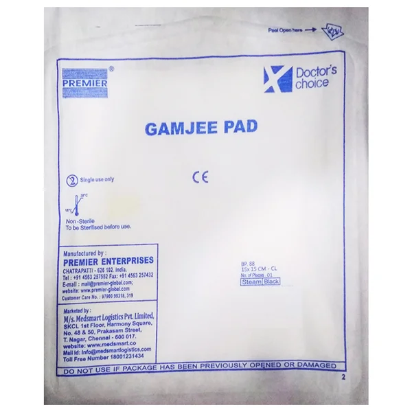 Doctors Choice Gamjee Pad Steam Black Bp.88 15X15 Cm-Cl, 1 Count