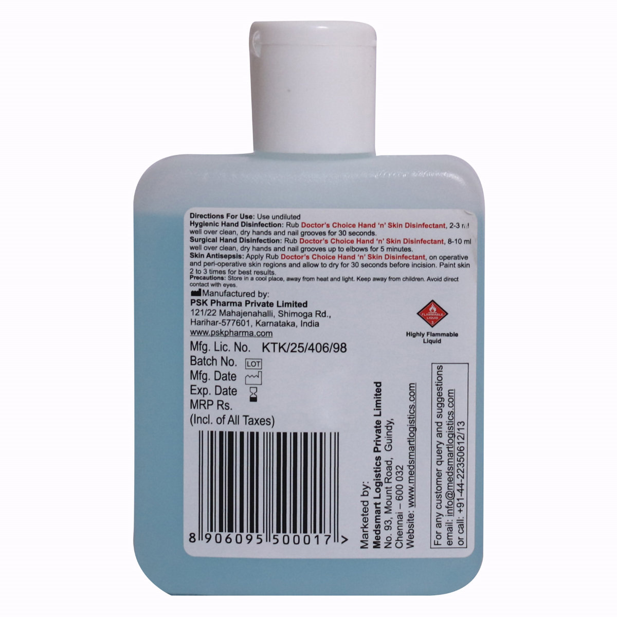 Doctor's Choice Hand 'n' Skin Disinfectant Liquid, 100 ml, Pack of 1 Doctor's Choice Hand 'n' Skin Disinfectant Liquid, 100 ml, Pack of 1