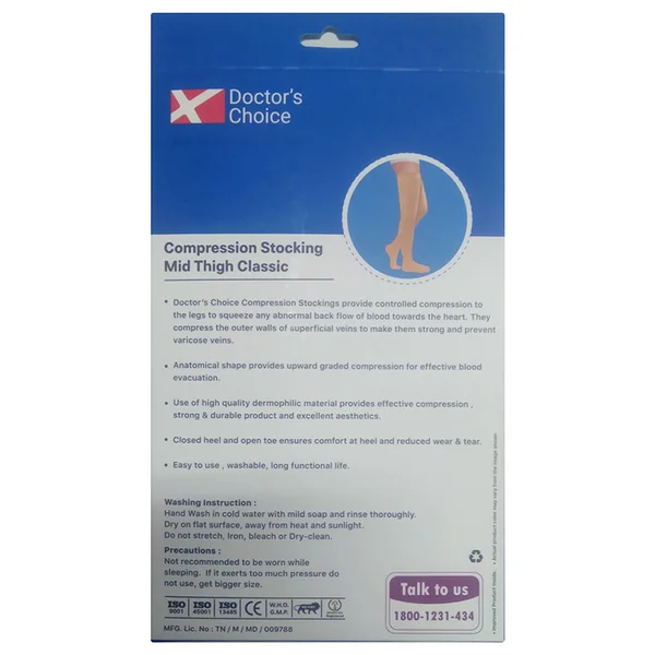 Doctors Choice Compression Stockings Mid Thigh Classic 4Way Expand XXL, 1 Pair