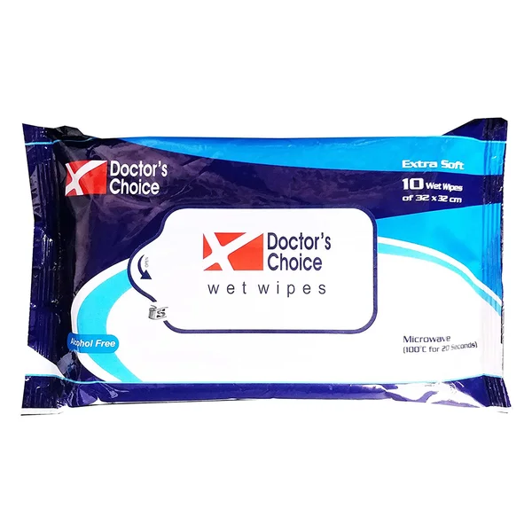 Doctor's Choice Alcohol Free Wet Wipes, 10 Count, Pack of 1
