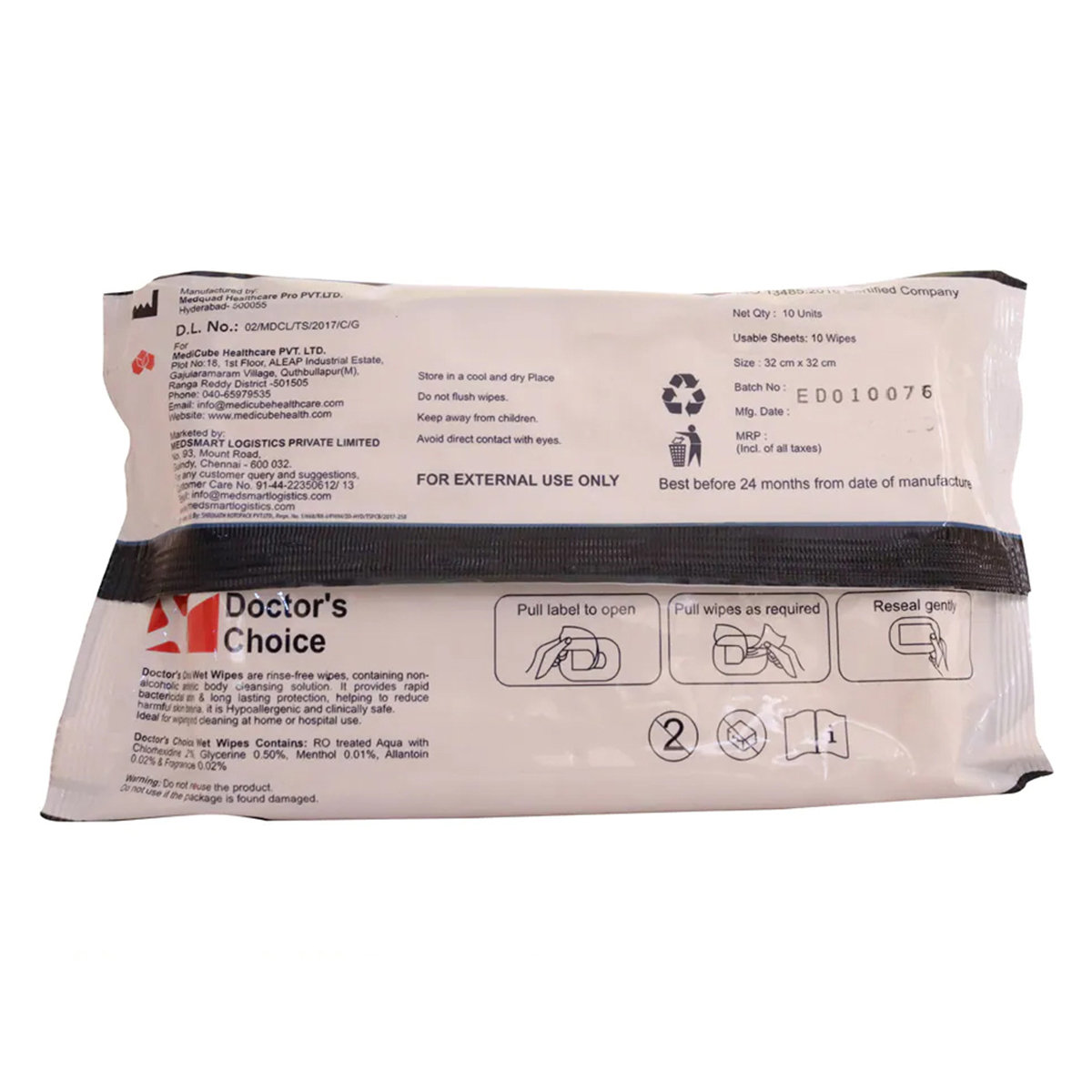 Doctor's Choice Alcohol Free Wet Wipes, 10 Count, Pack of 1 Doctor's Choice Alcohol Free Wet Wipes, 10 Count, Pack of 1