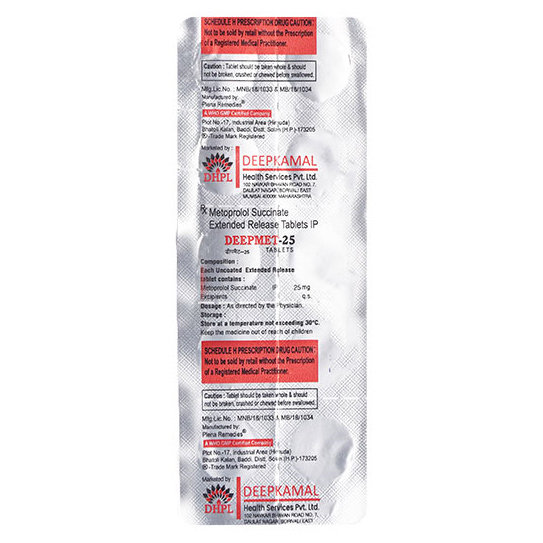 Deepmet-25 Tablet 10's, Pack of 10 TABLETS Deepmet-25 Tablet 10's, Pack of 10 TABLETS