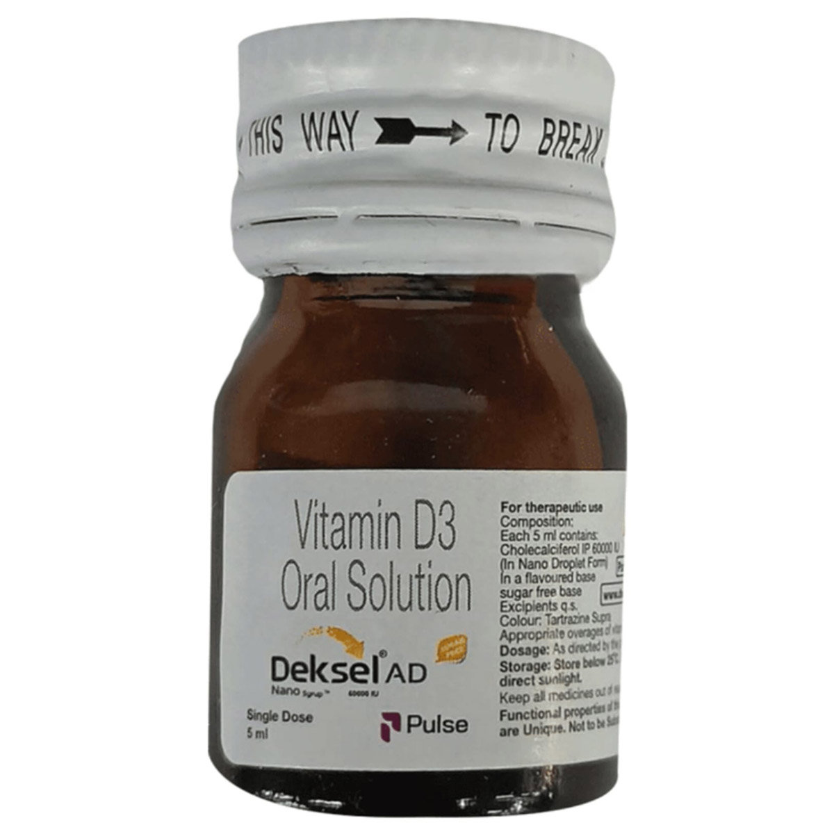 Deksel AD Sugar Free Nano 60000IU Syrup 5 ml, Pack of 1 Syrup Deksel AD Sugar Free Nano 60000IU Syrup 5 ml, Pack of 1 Syrup