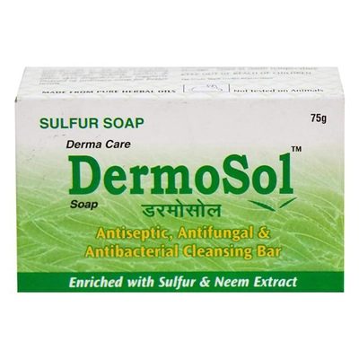 Dermosol Soap 75 gm | Sulphur &amp; Neem Extract | Anti Fungal, Antiseptic &amp; Anti Bacterial Soap, Pack of 1