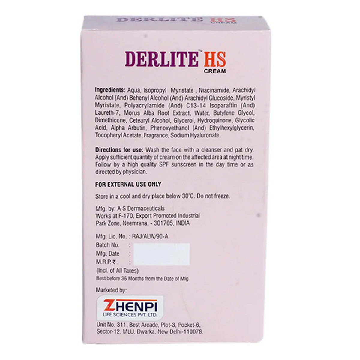 Derlite HS Cream 15 gm, Pack of 1 Derlite HS Cream 15 gm, Pack of 1