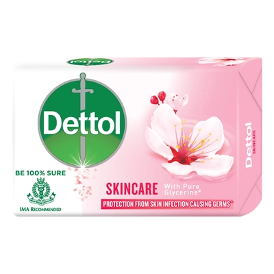 Dettol Skincare Soap 125 gm | With Pure Glycerine | Provides Germ Protection | Moisturises Skin | IMA Recommended, Pack of 1