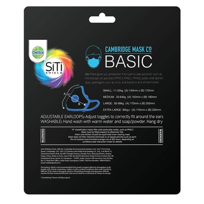 Dettol Cambridge N95 Basic Face Mask Black Medium, 1 Count, Pack of 1