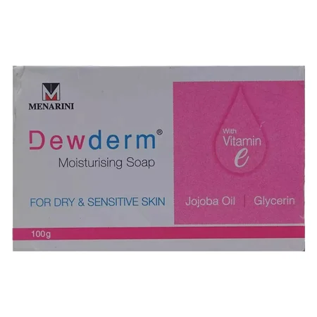 Dewderm Soap 100 gm | Jojoba Oil, Vitamin E & Glycerin | Noruishes Rough & Dry Skin | For Dry & Sensitive Skin