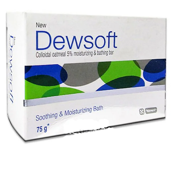 New Dewsoft Bathing Bar 75 gm | Colloidal Oatmeal | Cleanses, Soothes &amp; Moisturises | For Dry Skin, Pack of 1