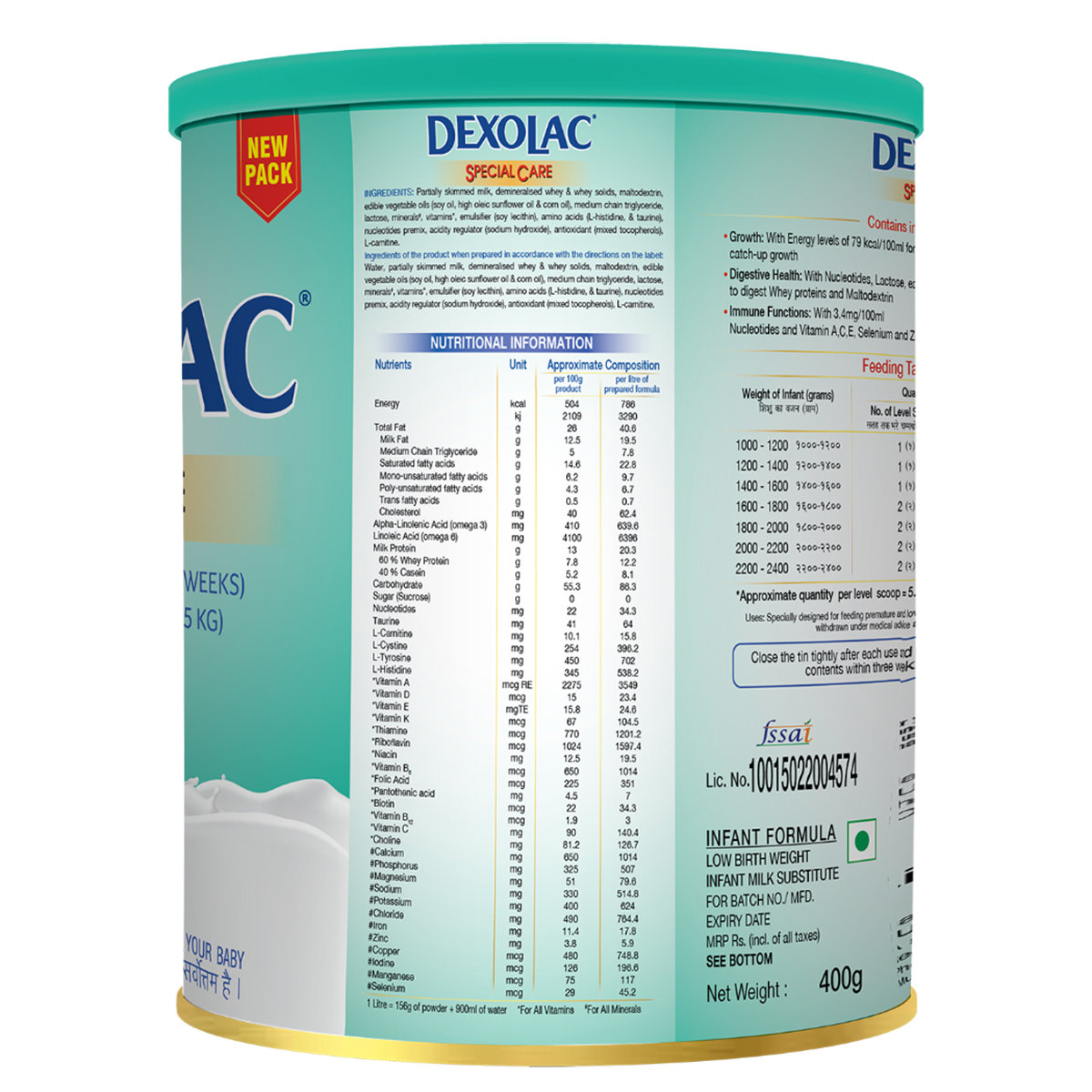Dexolac Special Care Infant Formula Powder for Premature Baby (Born Before 37 Weeks), 400 gm Tin, Pack of 1 Dexolac Special Care Infant Formula Powder for Premature Baby (Born Before 37 Weeks), 400 gm Tin, Pack of 1