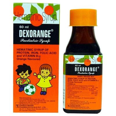 Dexorange Paediatric Orange Syrup 60 ml, Pack of 1 SYRUP