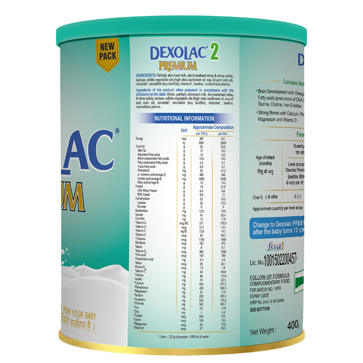 Dexolac Premium Infant Formula Stage 2 Powder for After 6 Months Kid, 400 gm, Pack of 1 Dexolac Premium Infant Formula Stage 2 Powder for After 6 Months Kid, 400 gm, Pack of 1