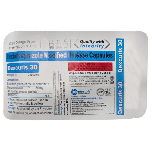 Dexcuris 30 Capsule 10's