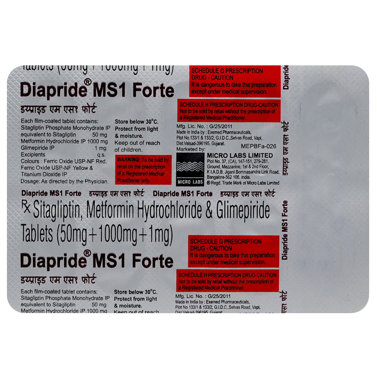 Diapride MS1 Forte Tablet 10's, Pack of 10 TabletS Diapride MS1 Forte Tablet 10's, Pack of 10 TabletS