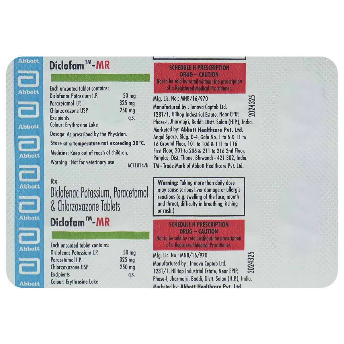 Diclofam-MR Tablet 10's, Pack of 10 TabletS Diclofam-MR Tablet 10's, Pack of 10 TabletS