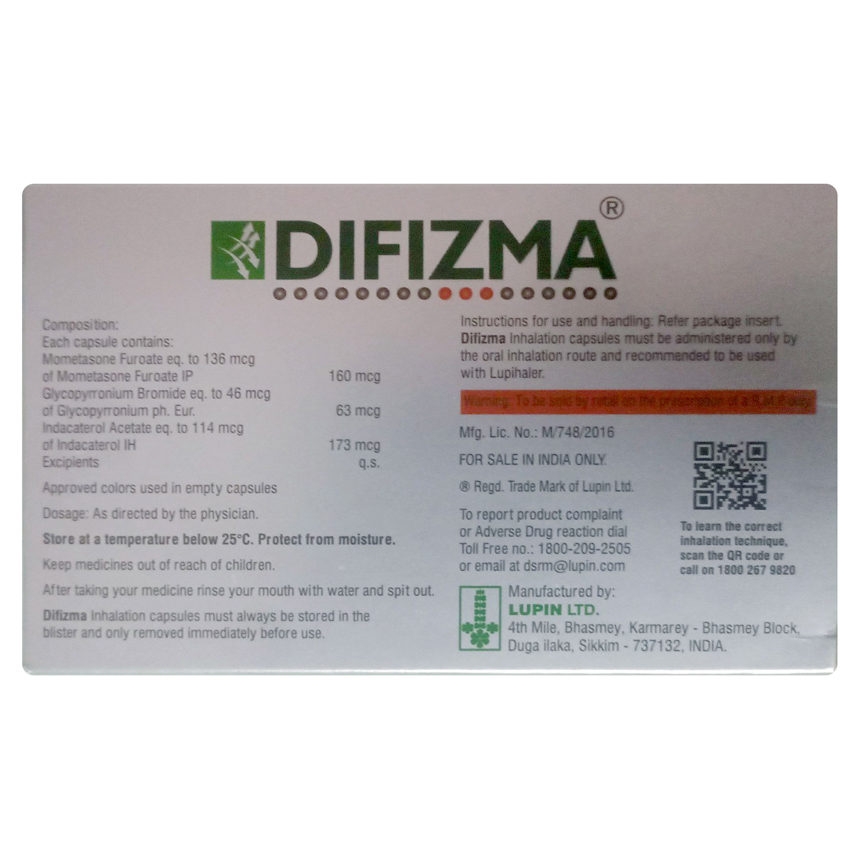 Difizma Capsule (Inhalation Powder) 10's, Pack of 10 CAPSULES Difizma Capsule (Inhalation Powder) 10's, Pack of 10 CAPSULES