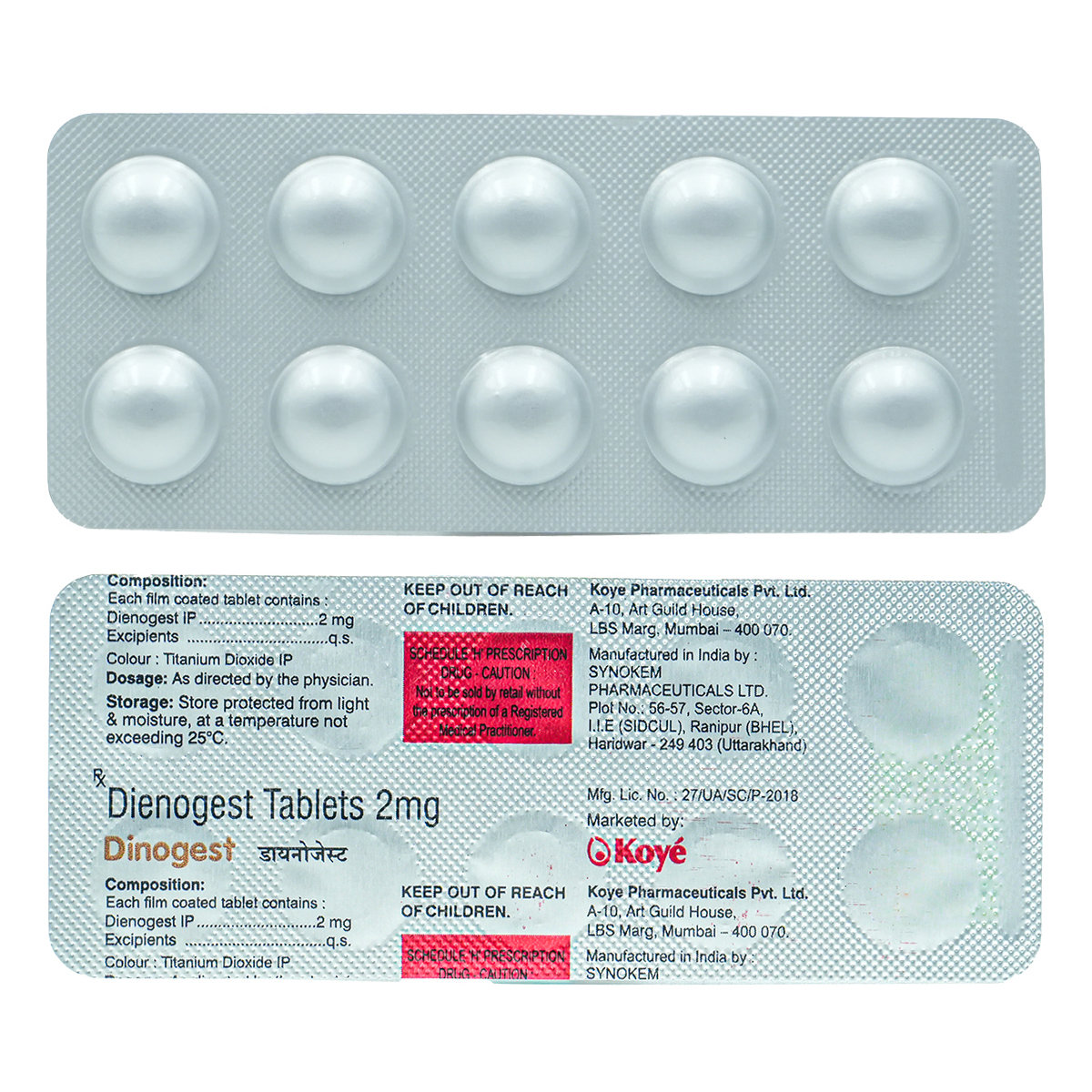 Dinogest Tablet 10's, Pack of 10 TABLETS Dinogest Tablet 10's, Pack of 10 TABLETS