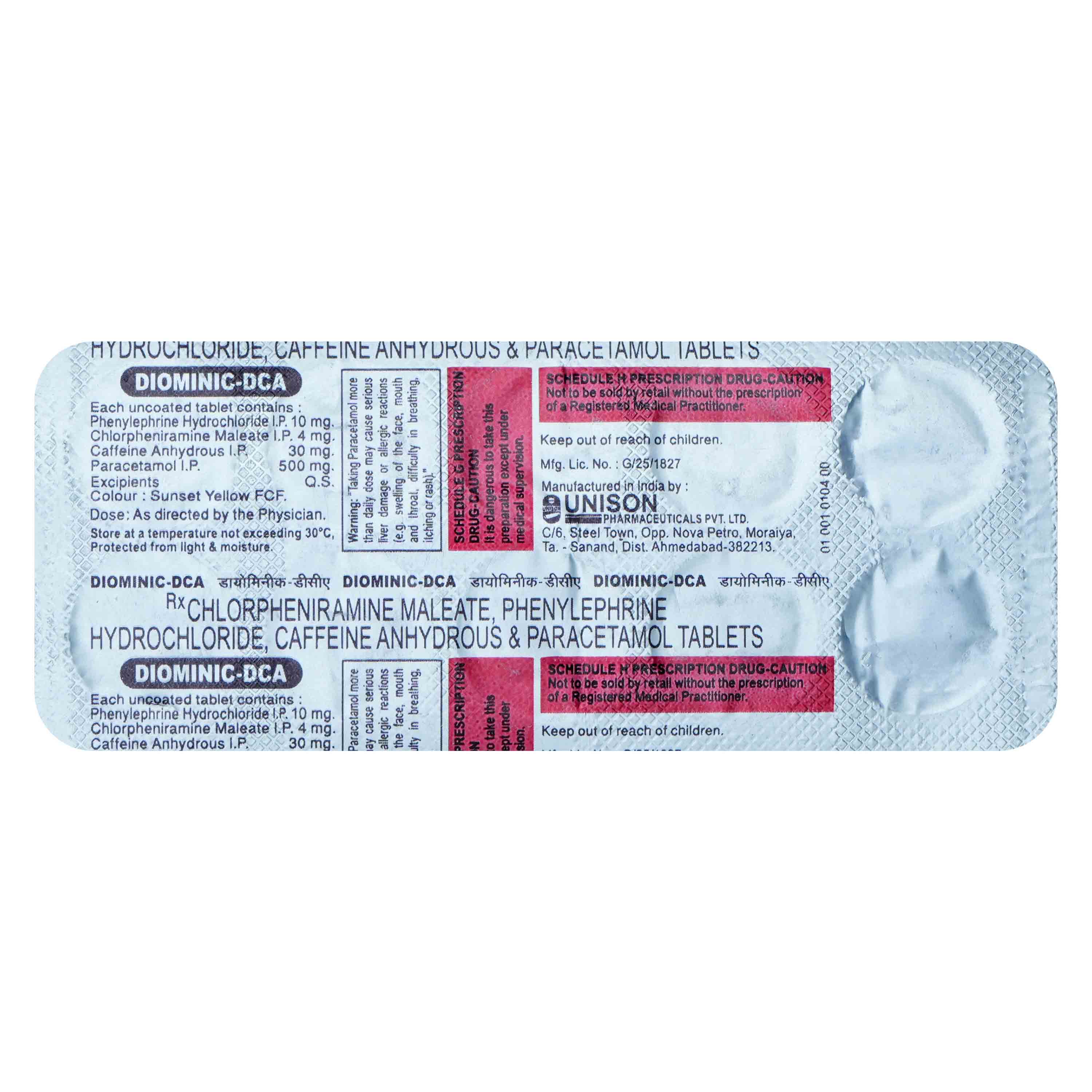 Diominic DCA Tablet 10's, Pack of 10 TABLETS Diominic DCA Tablet 10's, Pack of 10 TABLETS