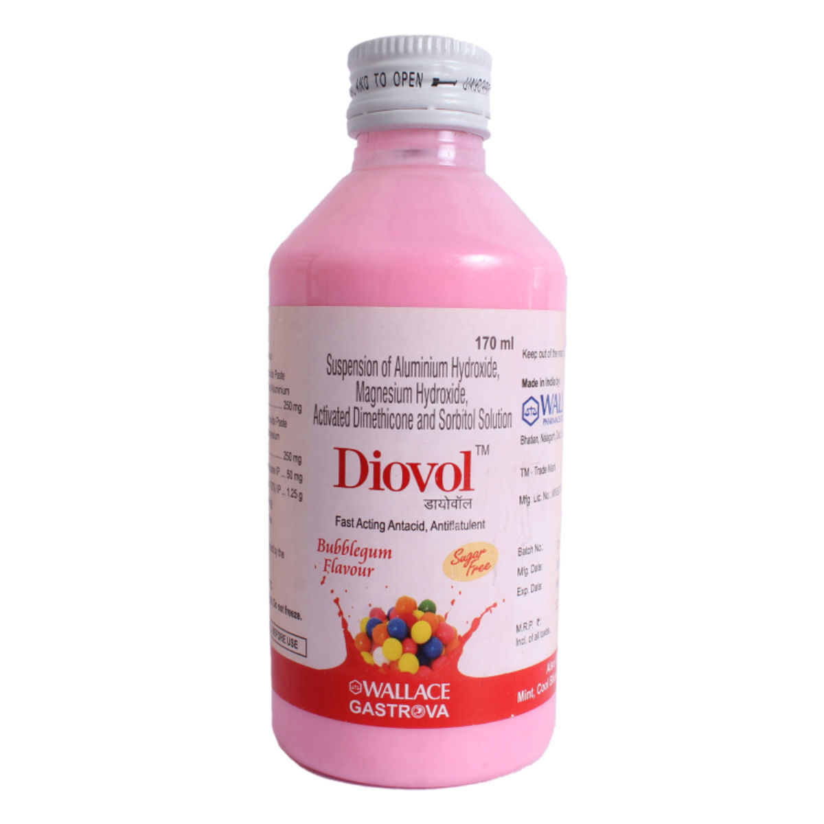 Buy Diovol Sugar Free Bubblegum Oral Solution 170 ml Online