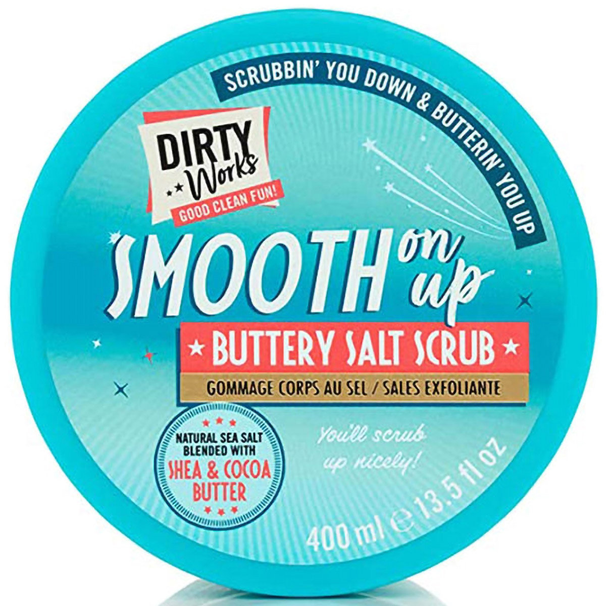 Dirty Works Smooth On Up Buttery Salt Scrub, 400 ml, Pack of 1 Dirty Works Smooth On Up Buttery Salt Scrub, 400 ml, Pack of 1