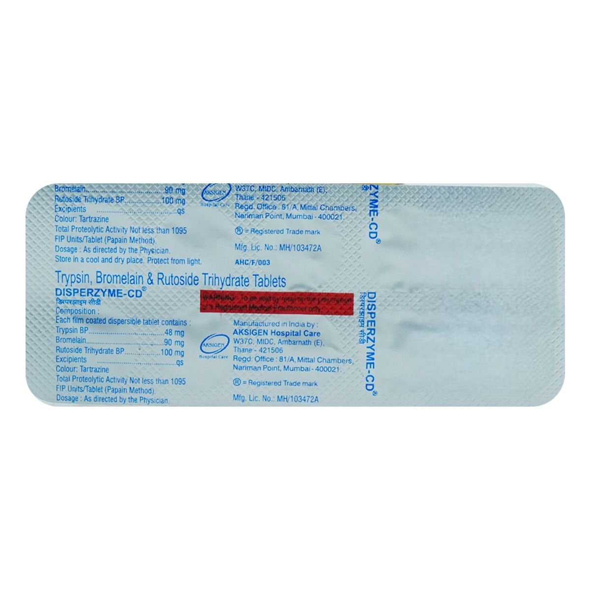 Buy Disperzyme CD Tablet 10's Online