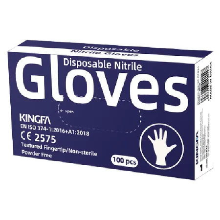 Romson Kingfa Disposable P/F Nitrile Gloves L, 100 Count