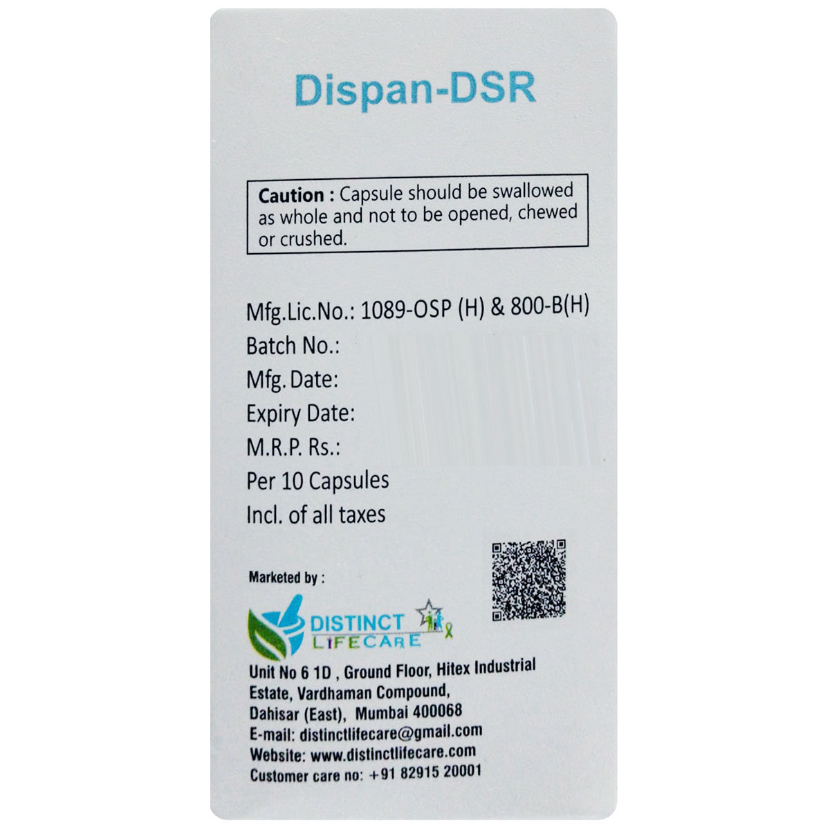 Dispan-DSR Capsule 10's, Pack of 10 Dispan-DSR Capsule 10's, Pack of 10