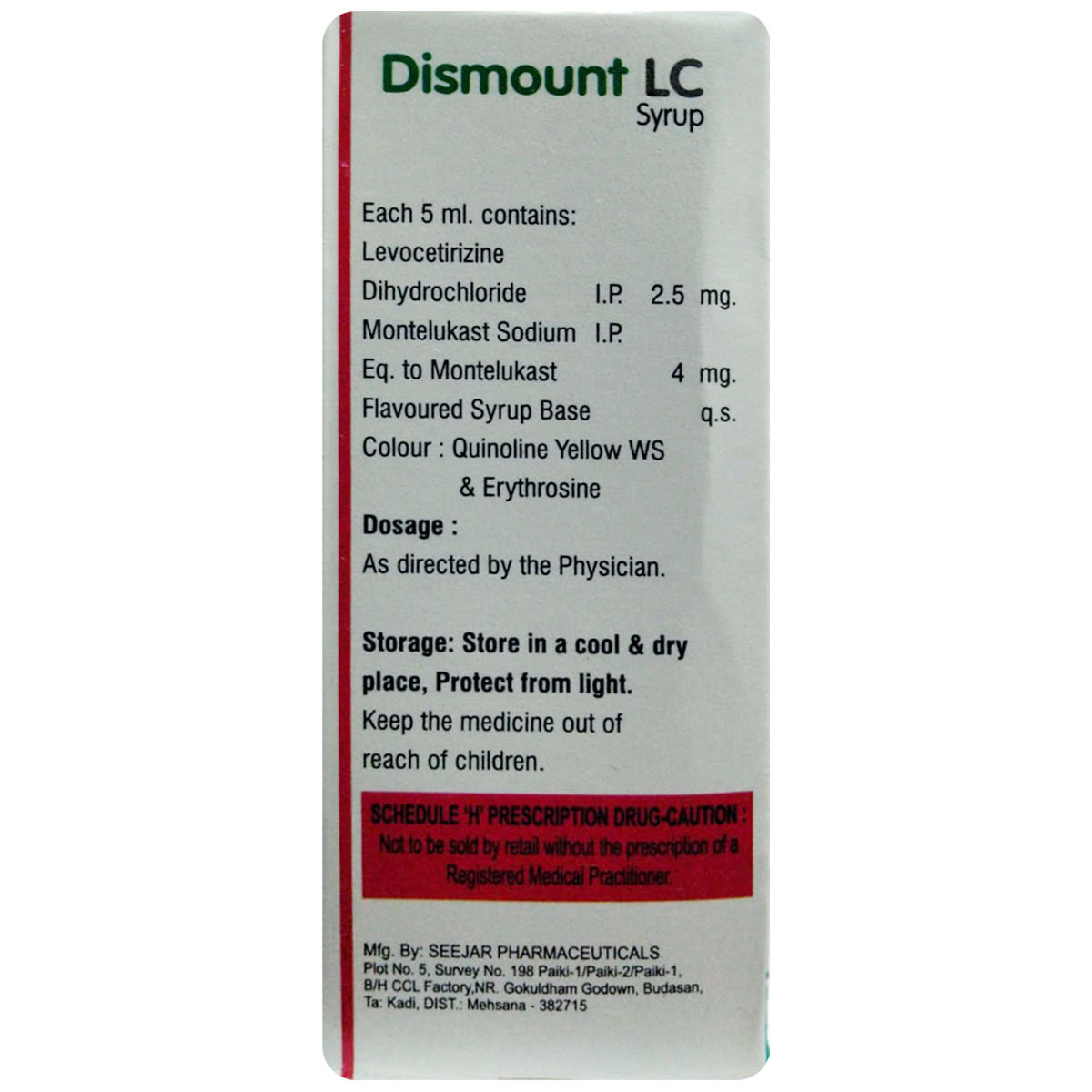 Dismount LC Syrup 60 ml, Pack of 1 SYRUP Dismount LC Syrup 60 ml, Pack of 1 SYRUP