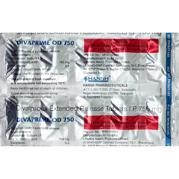 Divaprime OD 750 Tablet 10's, Pack of 10 TabletS