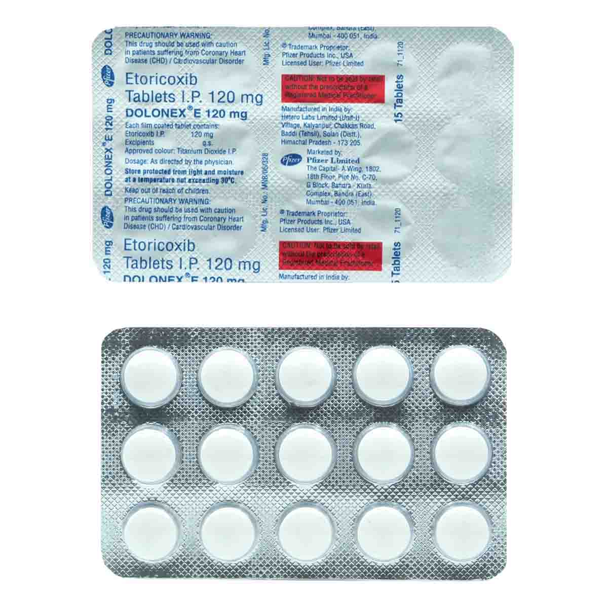 Dolonex E 120 mg Tablet 15's, Pack of 15 TABLETS Dolonex E 120 mg Tablet 15's, Pack of 15 TABLETS