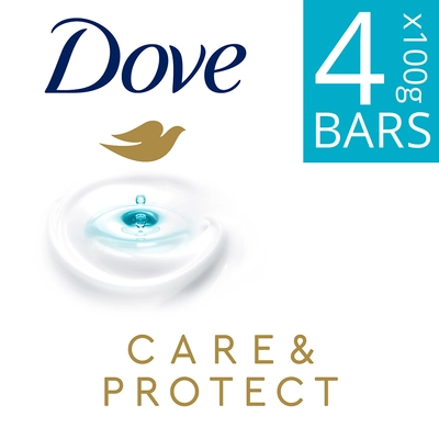 Dove Care &amp; Protect Moisturising Soap, 400 gm (4 x 100 gm), Pack of 1