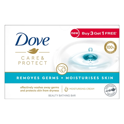 Dove Care &amp; Protect Moisturising Soap, 400 gm (4 x 100 gm), Pack of 1