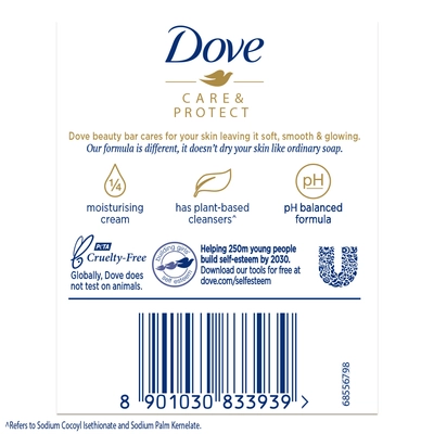 Dove Care &amp; Protect Moisturising Soap, 400 gm (4 x 100 gm), Pack of 1