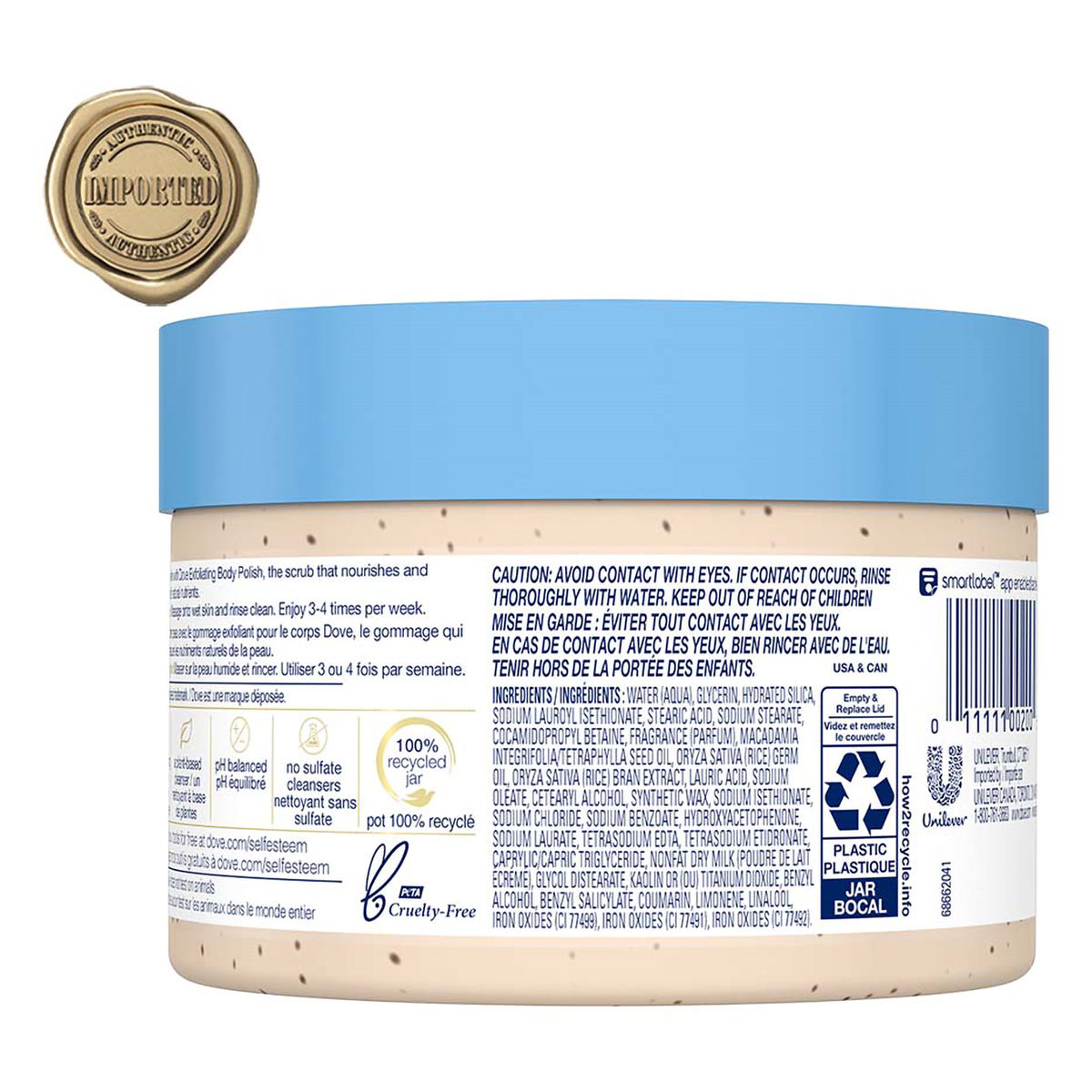 Dove Exfoliating Body Polish Scrub with Crushed Macadamia and Rice Milk