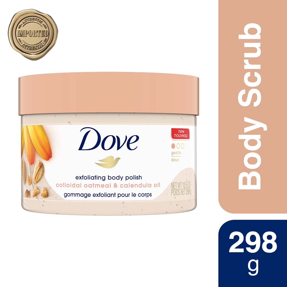 Dove Exfoliating Body Polish Scrub with Colloidal Oatmeal and Calendula Oil, 298 gm Price, Uses