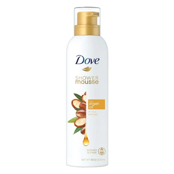 Dove Shower Mousse with Coconut Oil 200 ml | Gentle Cleansing | Provides 24Hr Softness, Pack of 1