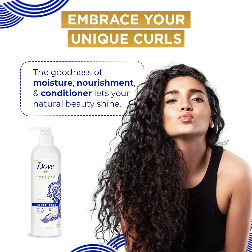 Dove Amplified Super Slip Detangling Conditioner for Coils, Curls & Wave Hairs, 340 ml, Pack of 1 Dove Amplified Super Slip Detangling Conditioner for Coils, Curls & Wave Hairs, 340 ml, Pack of 1